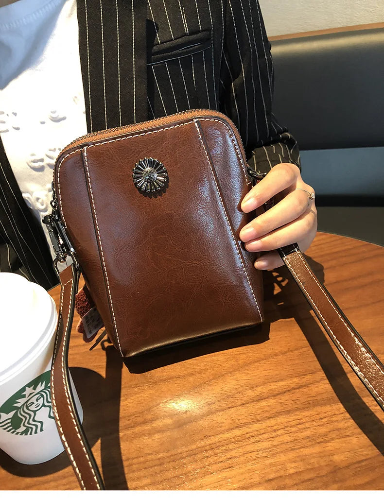 Vertical Square Spliced Commuting Single-Shoulder Bag Women