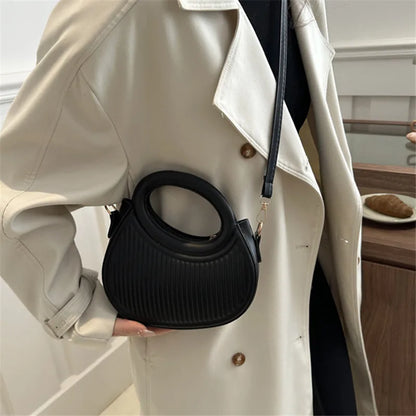 Mini Crescent Handbag for Women – Quilted Top Handle Crossbody Bag