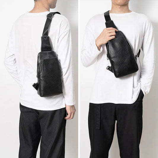 Simple Genuine Leather Men S High-End Travel Chest Bag Large-Capacity Multi-Functional Crossbody Bag