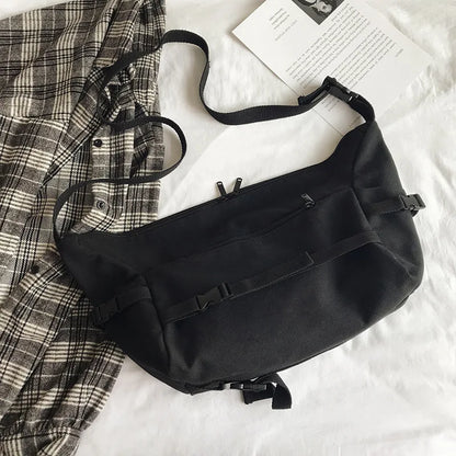 Canvas Crossbody Bag with Plush Pendant – Large Capacity Women's Shoulder Bag