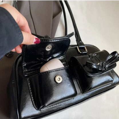 Vintage Women Business Shoulder Bags Simple Ladies Commute Tote Bag Pu Leather Female Underarm