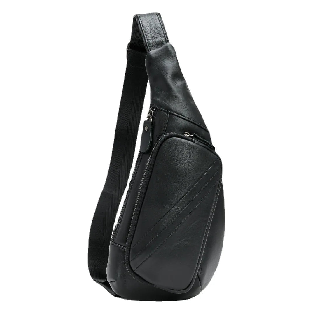 Leather Chest Bag Men Shoulder Crossbody Cowhine Diagonal Backpack Large Capacity