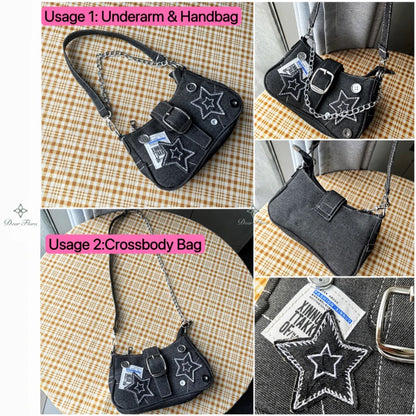 Y2K Star Denim Shoulder Bag for Women