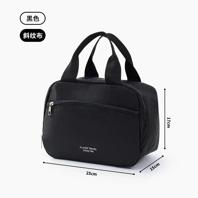 Simple Zipper Insulation Bag Aluminum Foil Thickened Lunch Box Handheld Double Bento Student - Thick