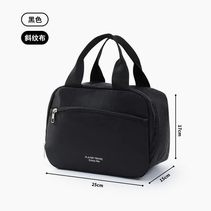 Simple Zipper Insulation Bag Aluminum Foil Thickened Lunch Box Handheld Double Bento Student - Thick