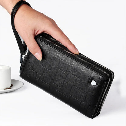 Leather Men S Wallet Long Zipper Clutch Cowhide Mobile Phone