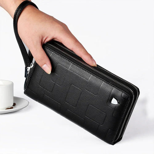 Leather Men S Wallet Long Zipper Clutch Cowhide Mobile Phone