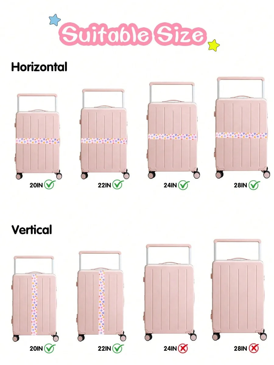 Cute Print Travel Luggage Belt Buckle Adjustable Luggage Strap Suitcase - Soft