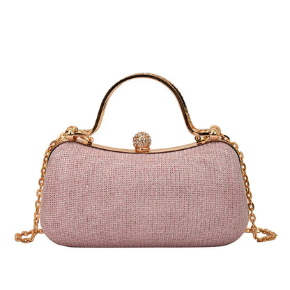 Rhinestone Evening Clutch Crystal Handle Removable Gold Chain Elegant Shoulder Purse Wedding Party