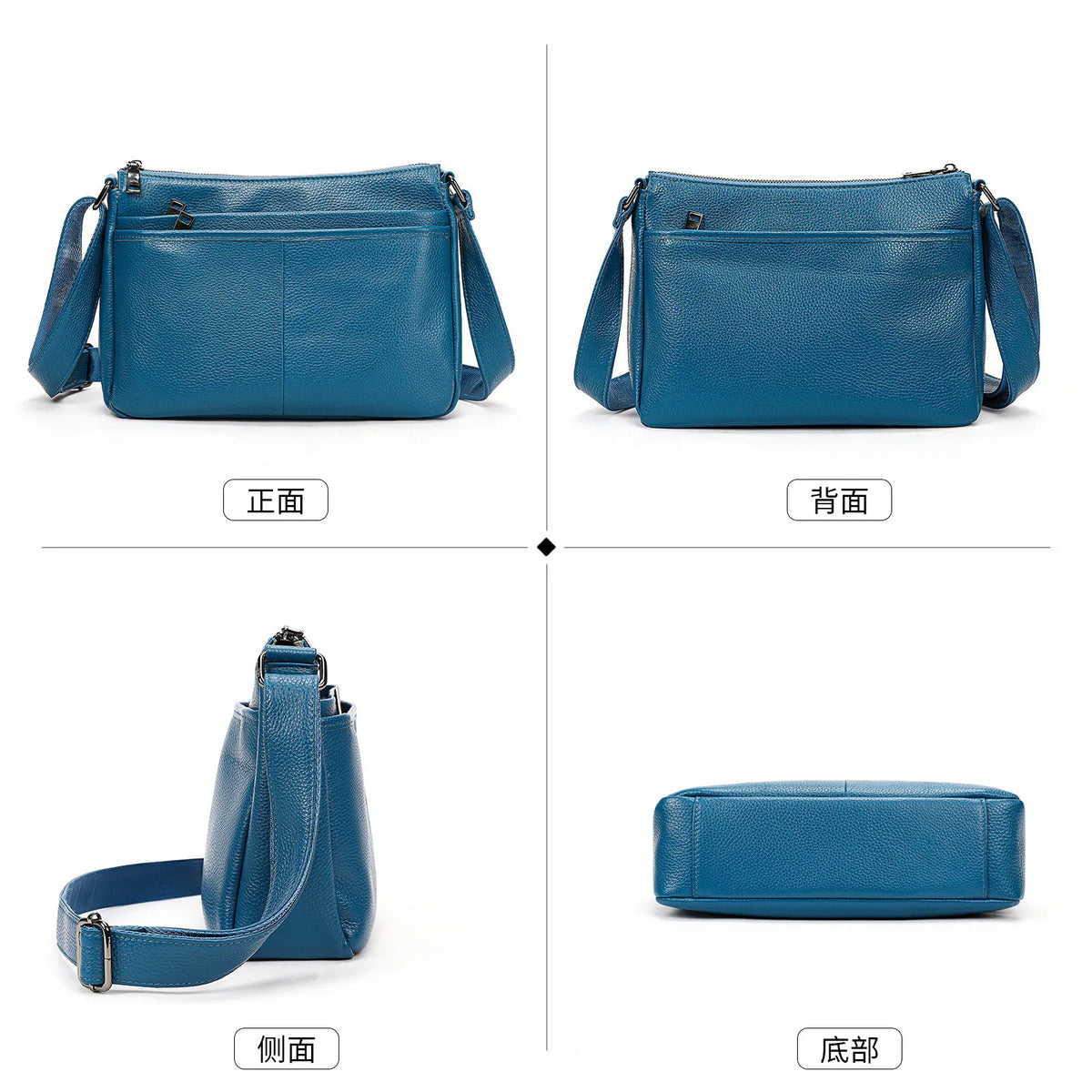Women S Leather Shoulder Bag Large Capacity Soft Multi-Layer Multi-Function Diagonal Span - Soft