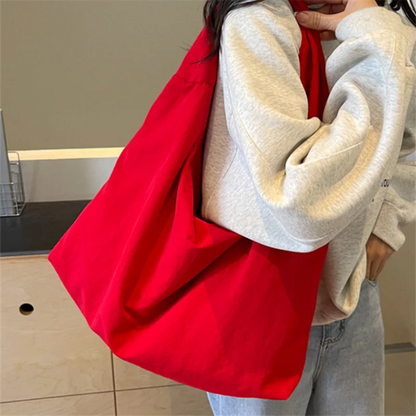 Women's Nylon Tote Bag – Casual Shoulder Bag with Zipper