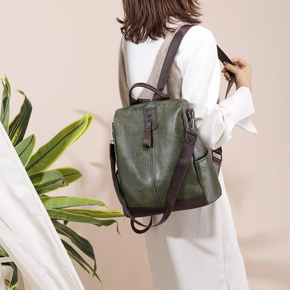 PU Leather Backpack for Women – Convertible Travel & School Bag