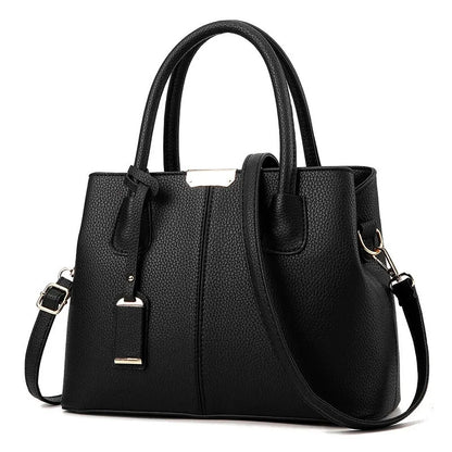 Large Capacity PU Leather Tote Handbag with Crossbody Strap