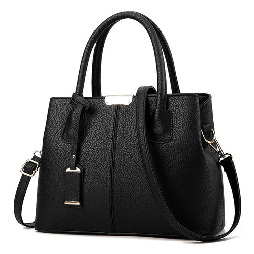 Large Capacity PU Leather Tote Handbag with Crossbody Strap