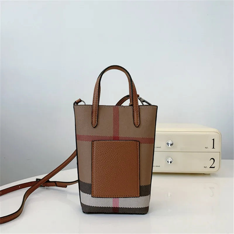 Retro Crossbody Bags Women Stylish Plaid Phone Purse Keys Bag