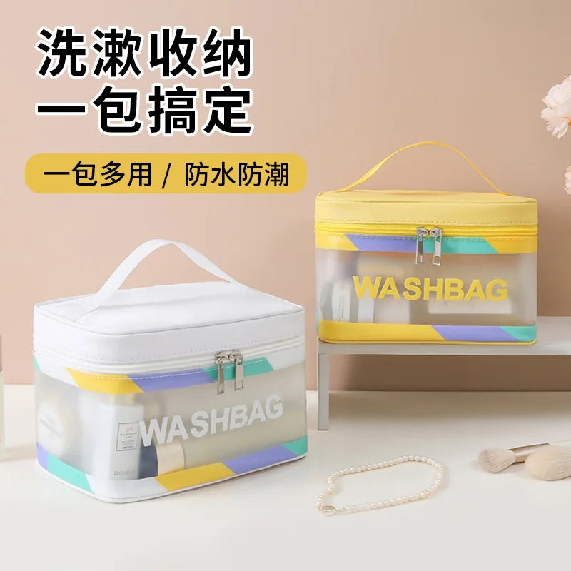 Waterproof Makeup Bag Portable Large Capacity Transparent Colorful Toiletries Travel Cosmetics