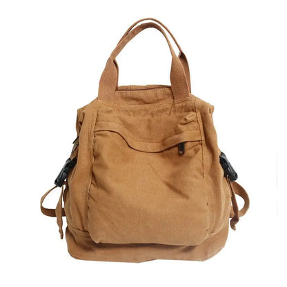 Canvas Daypack for Women – Vintage Multi-Pocket Backpack