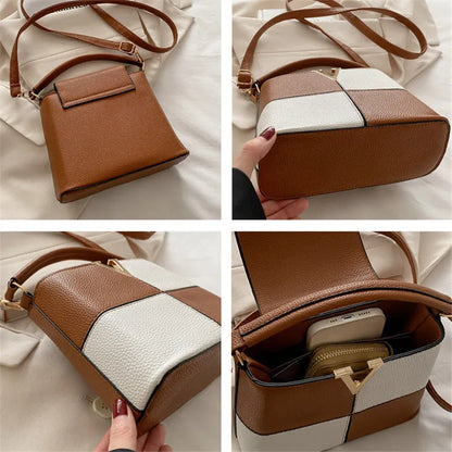 V-Logo Color-Block Mini Crossbody Handbag – Luxury Leather Satchel Purse