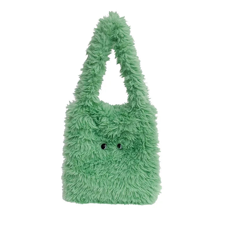 Fluffy Faux Fur Tote Bag Cute Y2K Handbag for Women