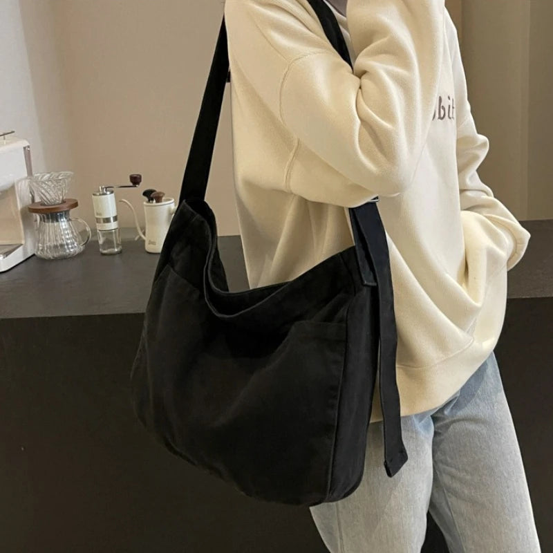 Canvas Crossbody Hobo Bag – Large Capacity Casual Shoulder Bag