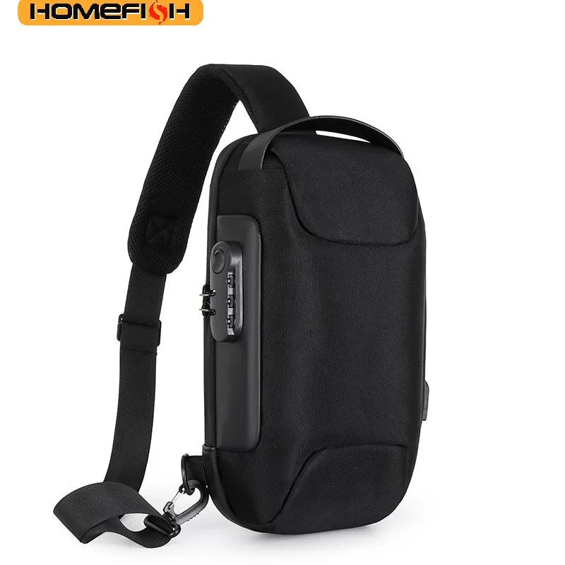 Homefish Usb Crossbody Bag Anti-Theft Shoulder Bags Waterproof Oxford Waist Multifunction Short