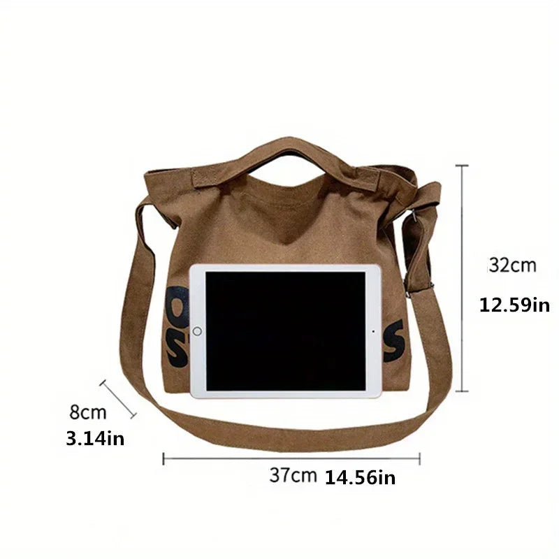 Washed Canvas Tote Shoulder Bag – Korean Style Women's Handbag