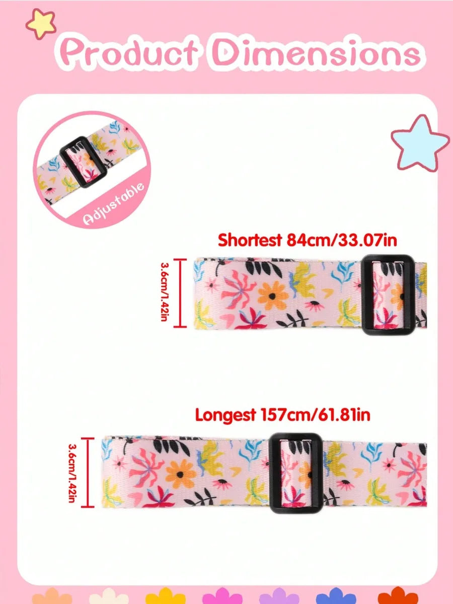 Cute Print Travel Luggage Belt Buckle Adjustable Luggage Strap Suitcase - Soft
