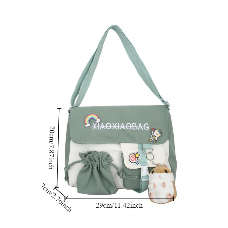 Simple Canvas Messenger Bag Large Capacity Crossbody Bag Trendy Flap Shoulder Bag