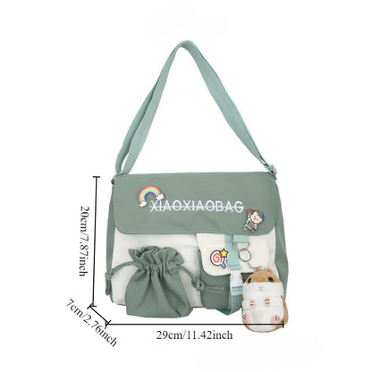 Simple Canvas Messenger Bag Large Capacity Crossbody Bag Trendy Flap Shoulder Bag