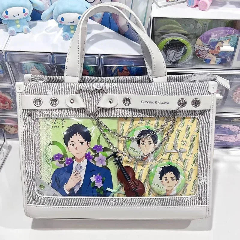 Denim Ita Bag Transparent Pocket DIY Crossbody – Y2K