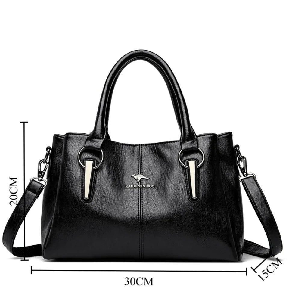 Genuine Leather Women's Handbag – Shoulder & Crossbody Tote