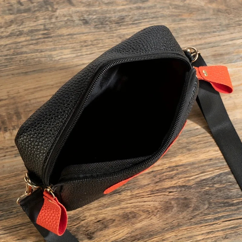 Heart-Shaped Crossbody Bag - Lychee Pattern Mini Shoulder Bag