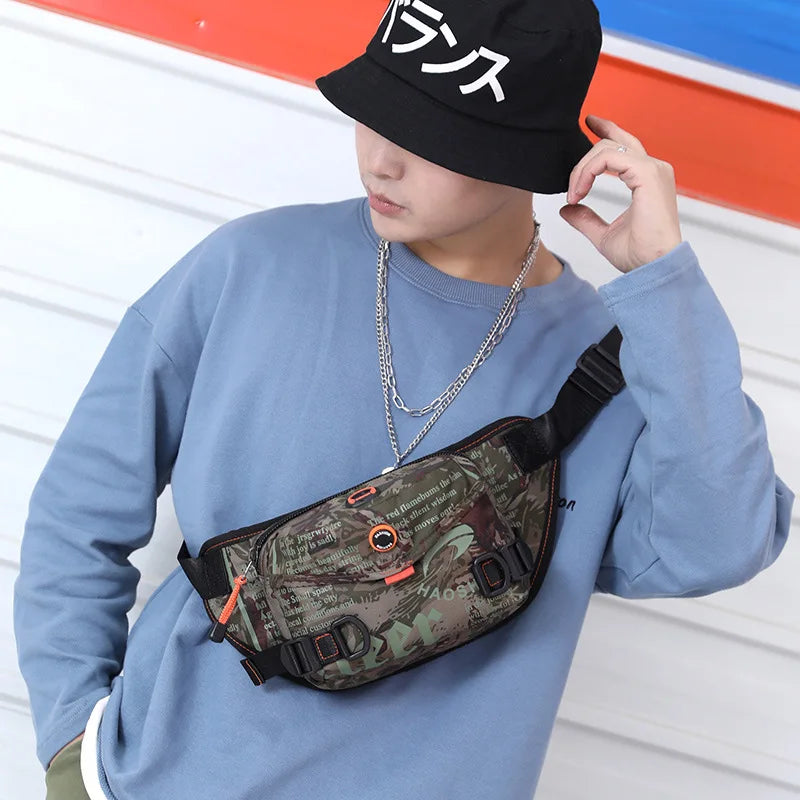 Outdoor Waist Bag Men S Chest Running Headphones Close Diagonal Span Large Capacity