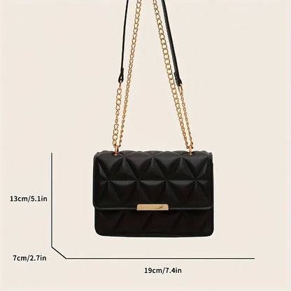 Quilted Chain Shoulder Bag – Chic Small Square Crossbody Purse