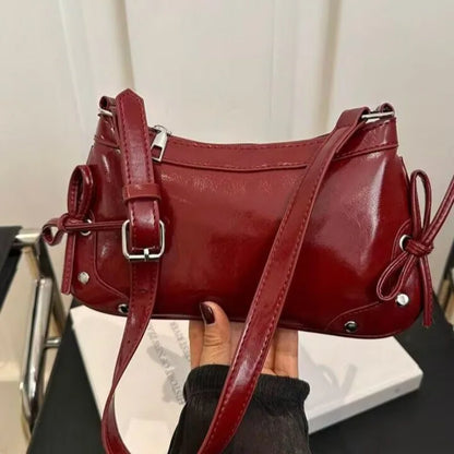 Bow Underarm Bag – Soft Leather Shoulder & Crossbody Purse