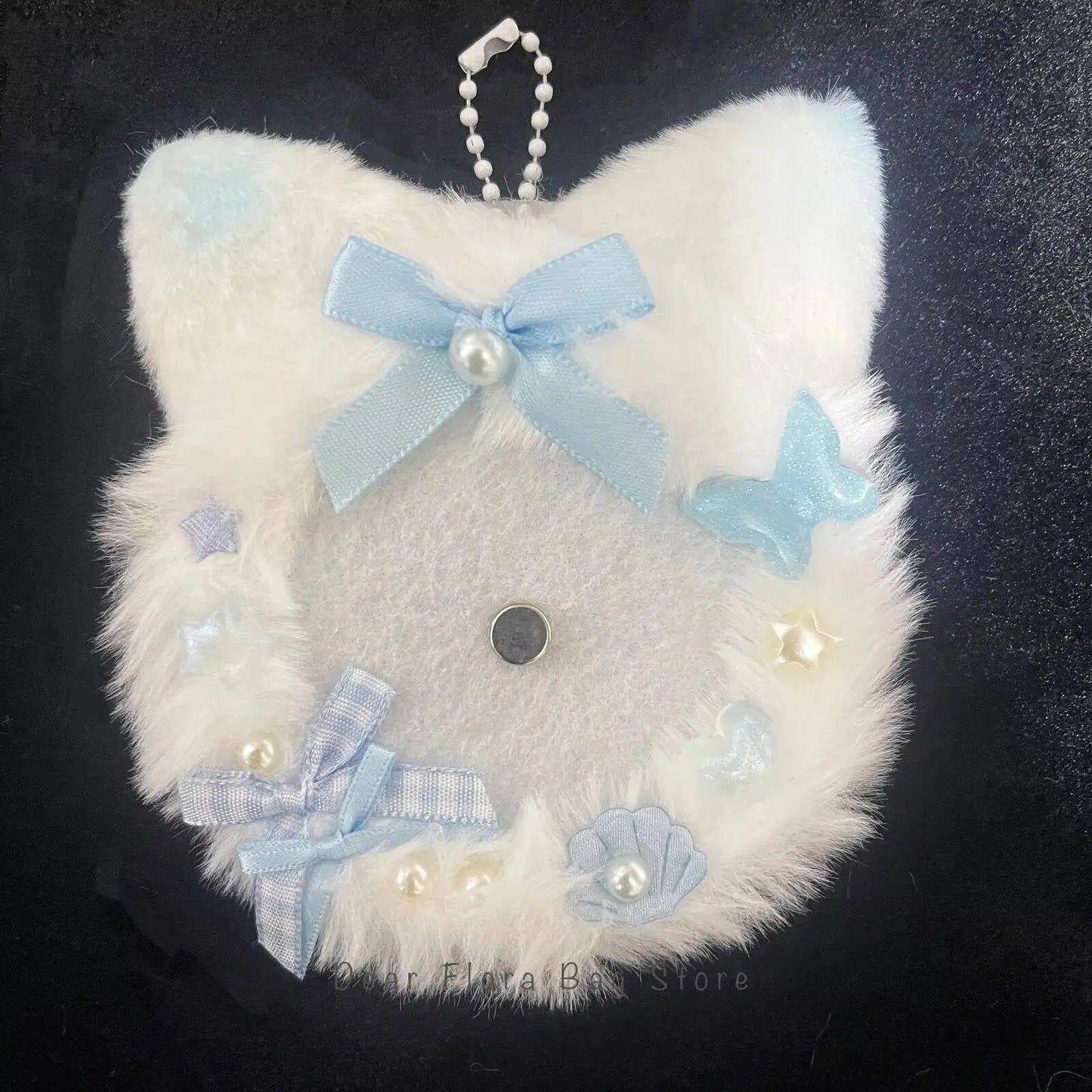 Plush Cat Ear Itabag Badge Stand – Handmade Anime Pin Holder