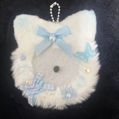 Plush Cat Ear Itabag Badge Stand – Handmade Anime Pin Holder
