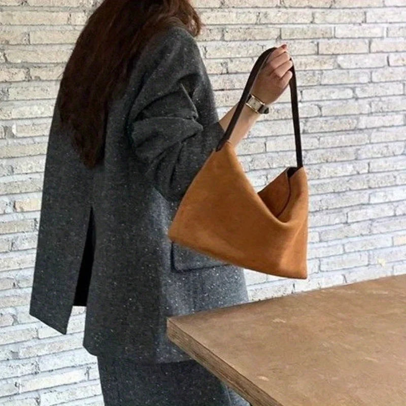 Retro Suede Shoulder Bag – Women's Casual Handbag