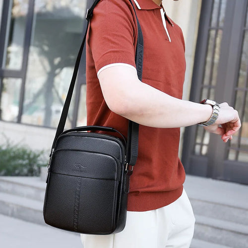 Men S Genuine Leather Single-Shoulder Layer Cowhide Crossbody Bag