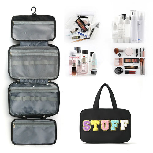 Four-Fold Dry-Wet Separation Toiletry Bag Hanging One-Piece Storage Large-Capacity Hook Portable