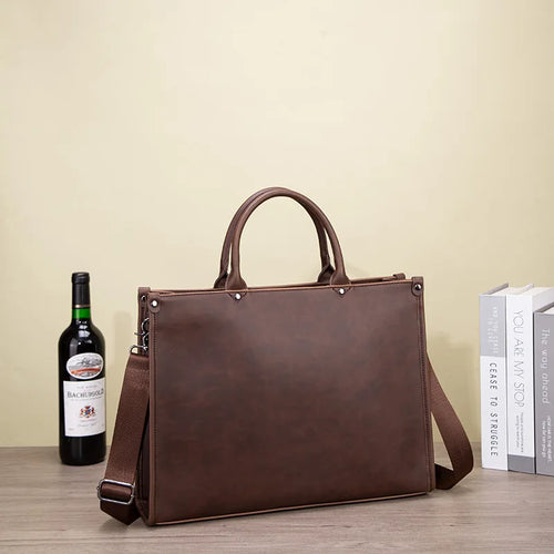 Men S Laptop Storage Pu Leather Business Commuting Horizontal Single-Shoulder Crossbody
