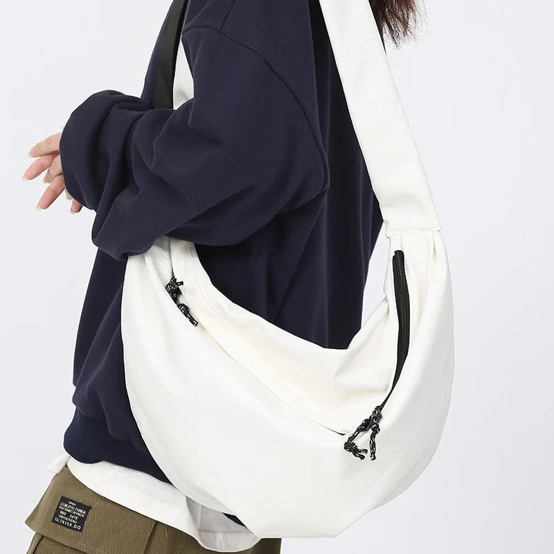 Men S Cross-Body Leisure Sports Dumpling Bag Women One-Shoulder Canvas Satchel