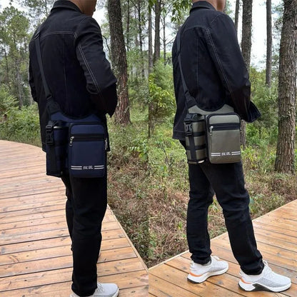 Waterproof Wear-Resistant Oxford Fabric Men S Crossbody Bag Water Bottle Position Lock Flap Travel