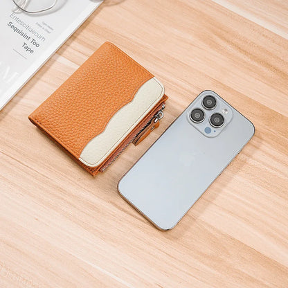 Rfid Genuine Leather Short Square Small Wallet Women