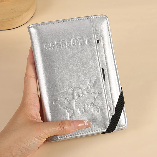 Anti-Theft Document Bag Passport Coverrfidmultifunctional Map Style Travel Leather Holder Card