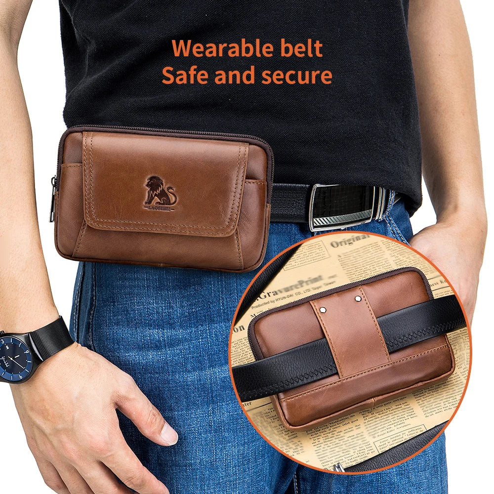 Genuine Leather Men S Waist Bag Cowhide Multifunctional Phone Bag