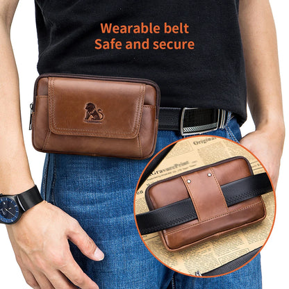 Genuine Leather Men S Waist Bag Cowhide Multifunctional Phone Bag