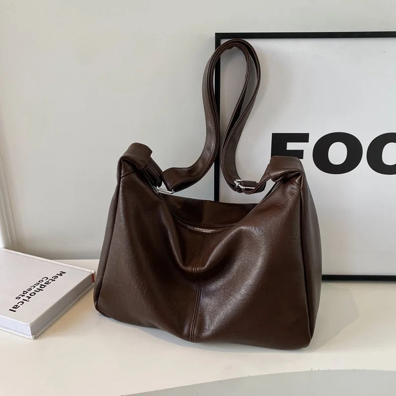 Homefish Leather Commuter Vintage Casual Tote Bag Maillard Stylish Crossbody Bags Women Texture