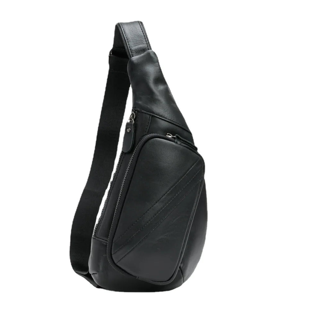 Leather Chest Bag Men Shoulder Crossbody Cowhine Diagonal Backpack Large Capacity
