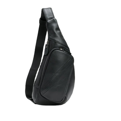 Leather Chest Bag Men Shoulder Crossbody Cowhine Diagonal Backpack Large Capacity
